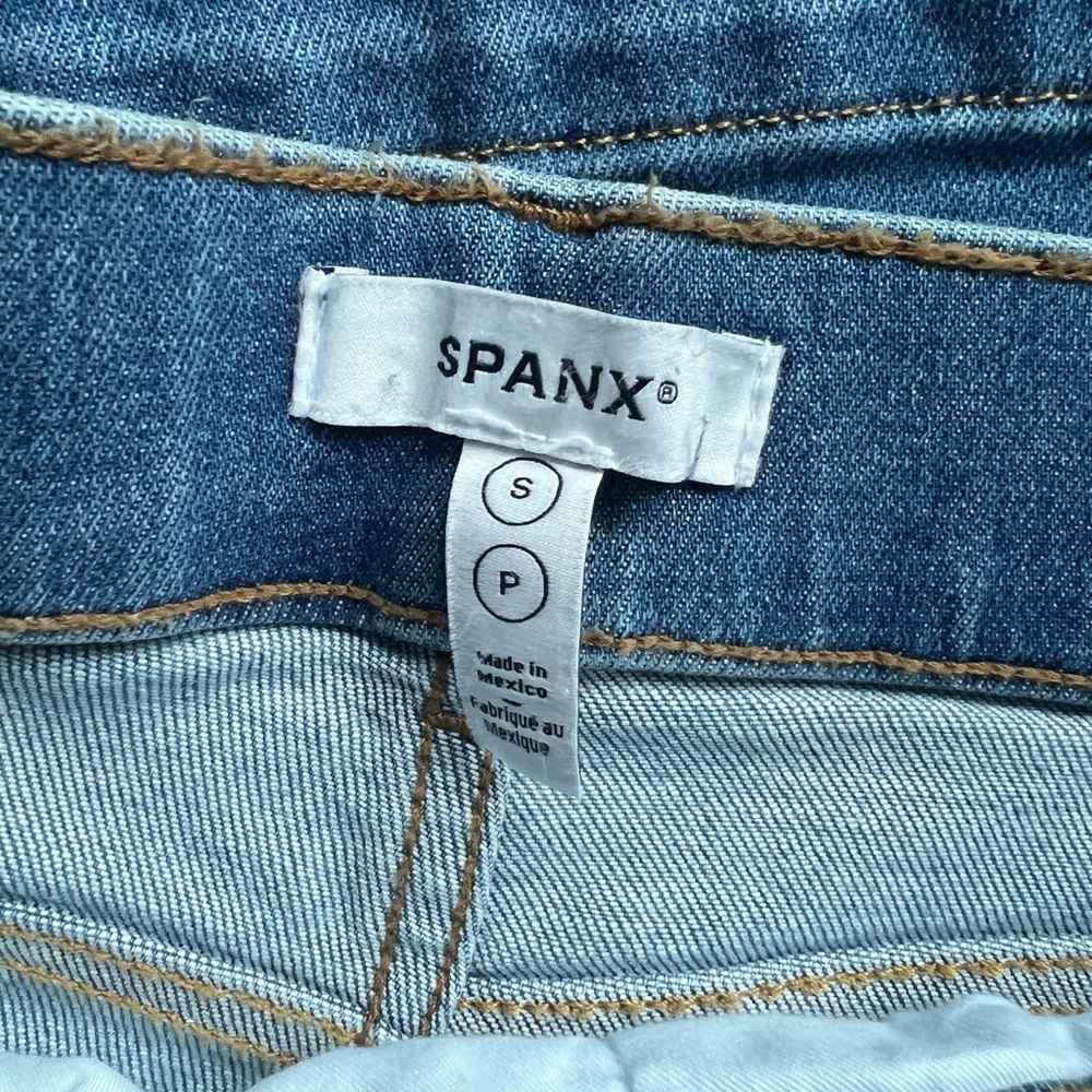 SPANX Crop Wide Leg Jeans Medium Wash Blue Denim Pull On Stretch Classic Size S - Picture 7 of 12